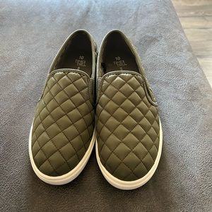 Olive slip on sneakers